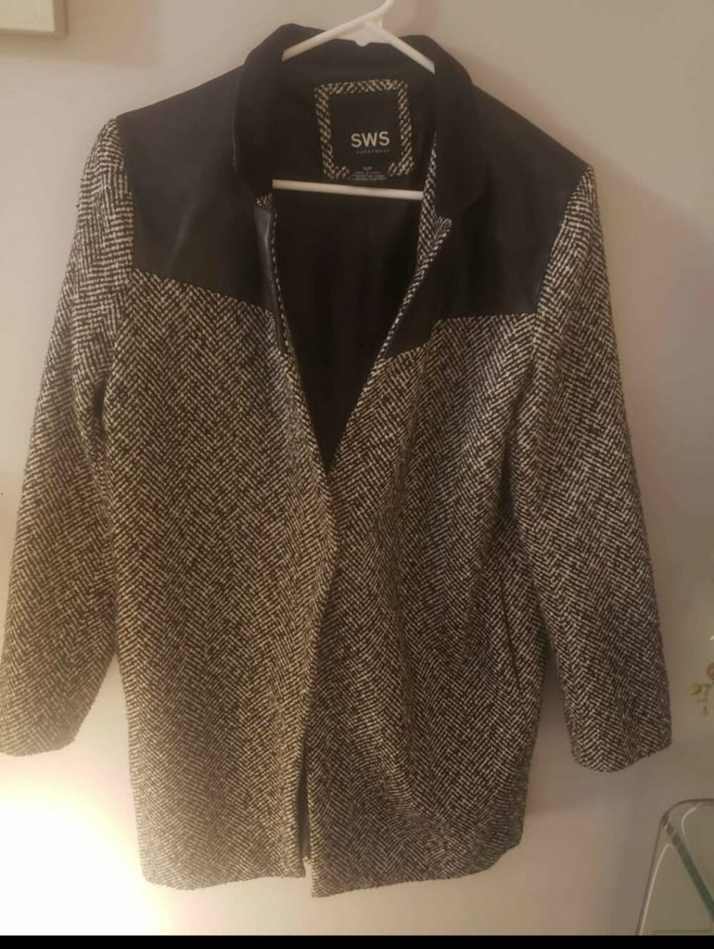 Streetwear Society Black & White Herringbone Blazer Jacket